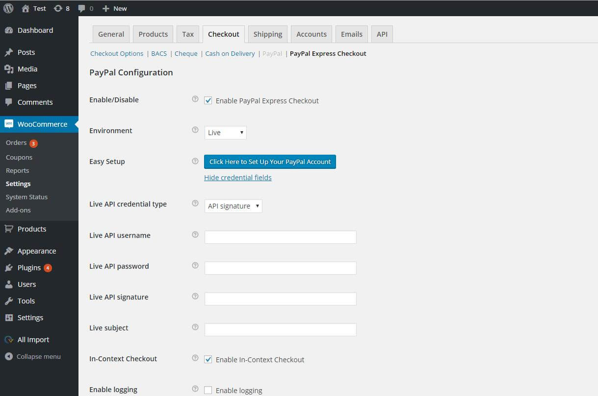 WordPress教程WooCommerce设置PayPal收付款